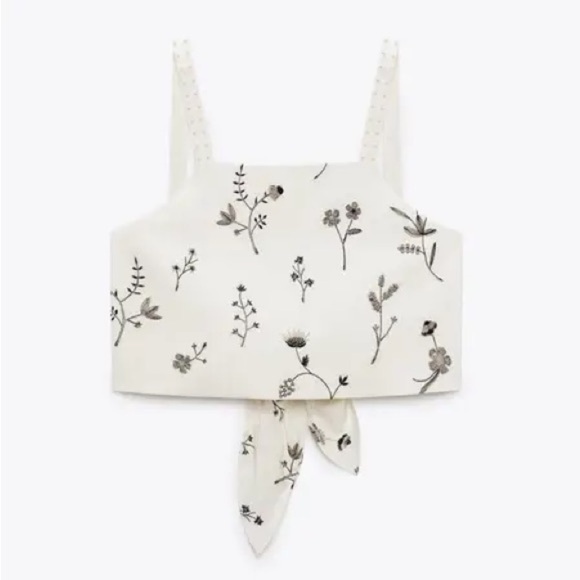 NWOT TIKTOK VIRAL ZARA EMBROIDERED LINEN BLEND ECRU SKIRT & TOP SET - SIZE S - Picture 6 of 16